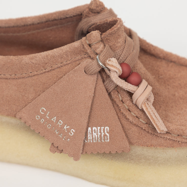 Womens CLARKS ORIGINALS Wallabee Cup Suede Shoes in PINK