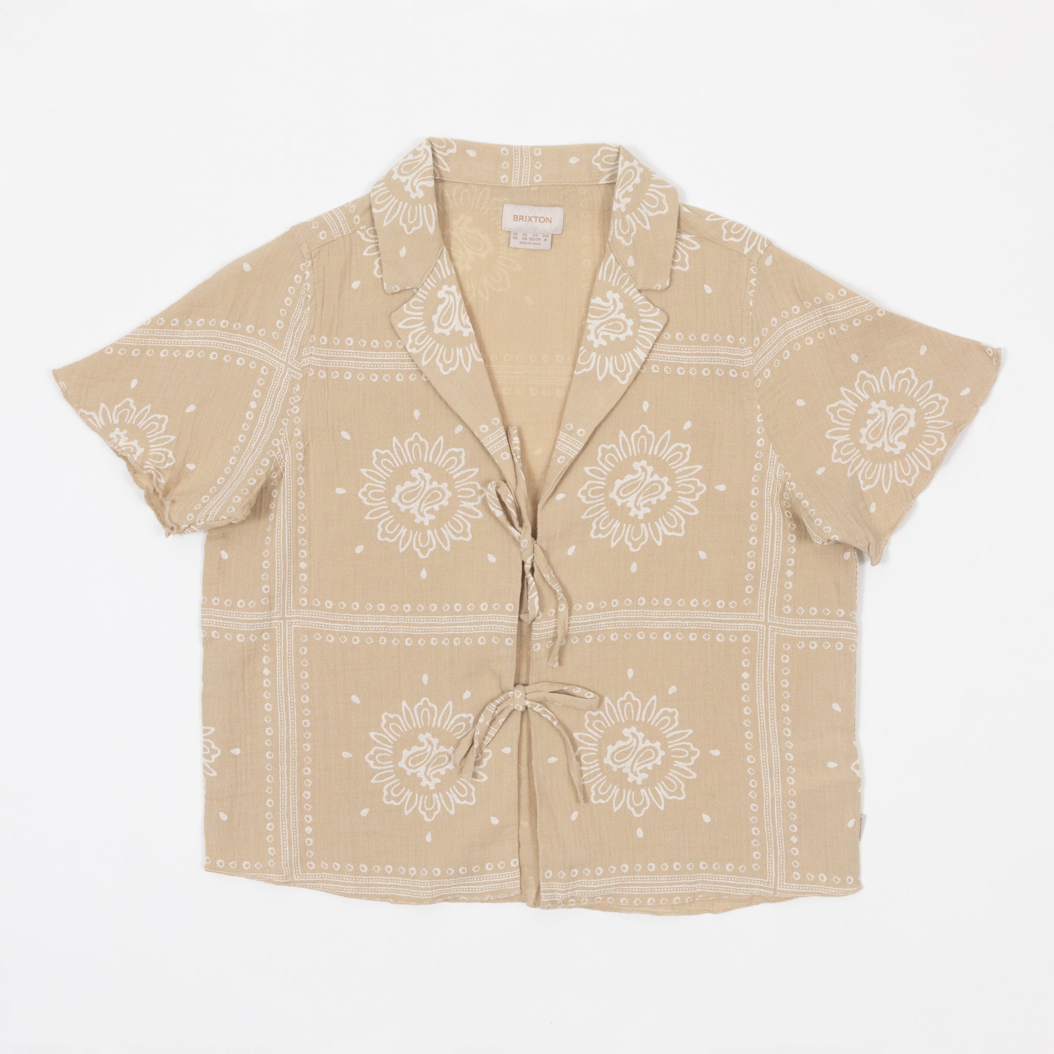 womens brixton tie top bandana pattern beige