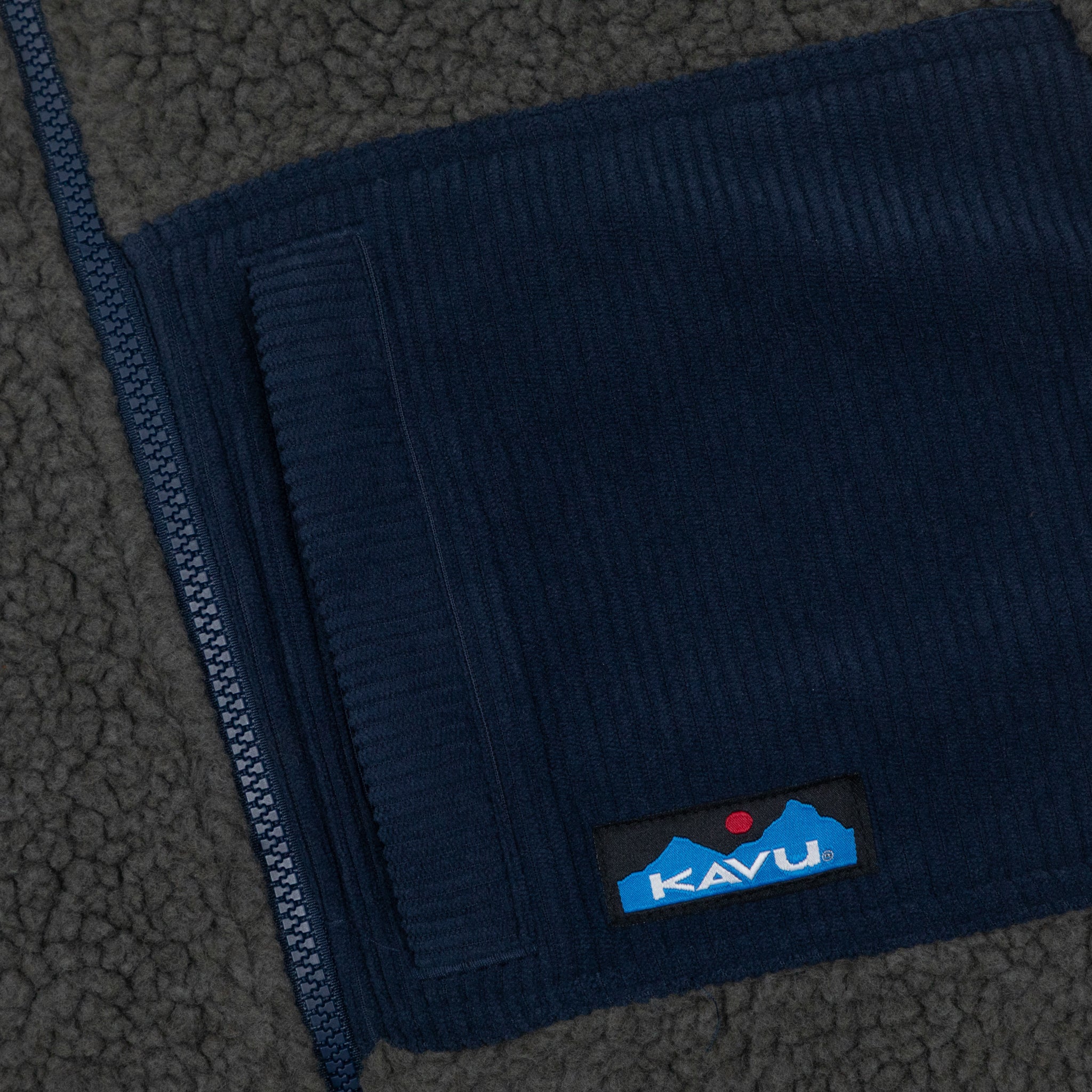 KAVU Wayside Full Zip Fleece in OCEAN STORM