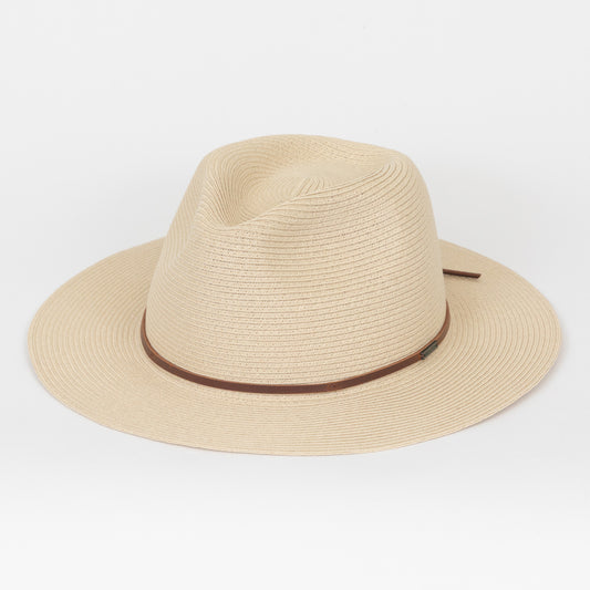 brixton wesley straw fedora hat tan front view