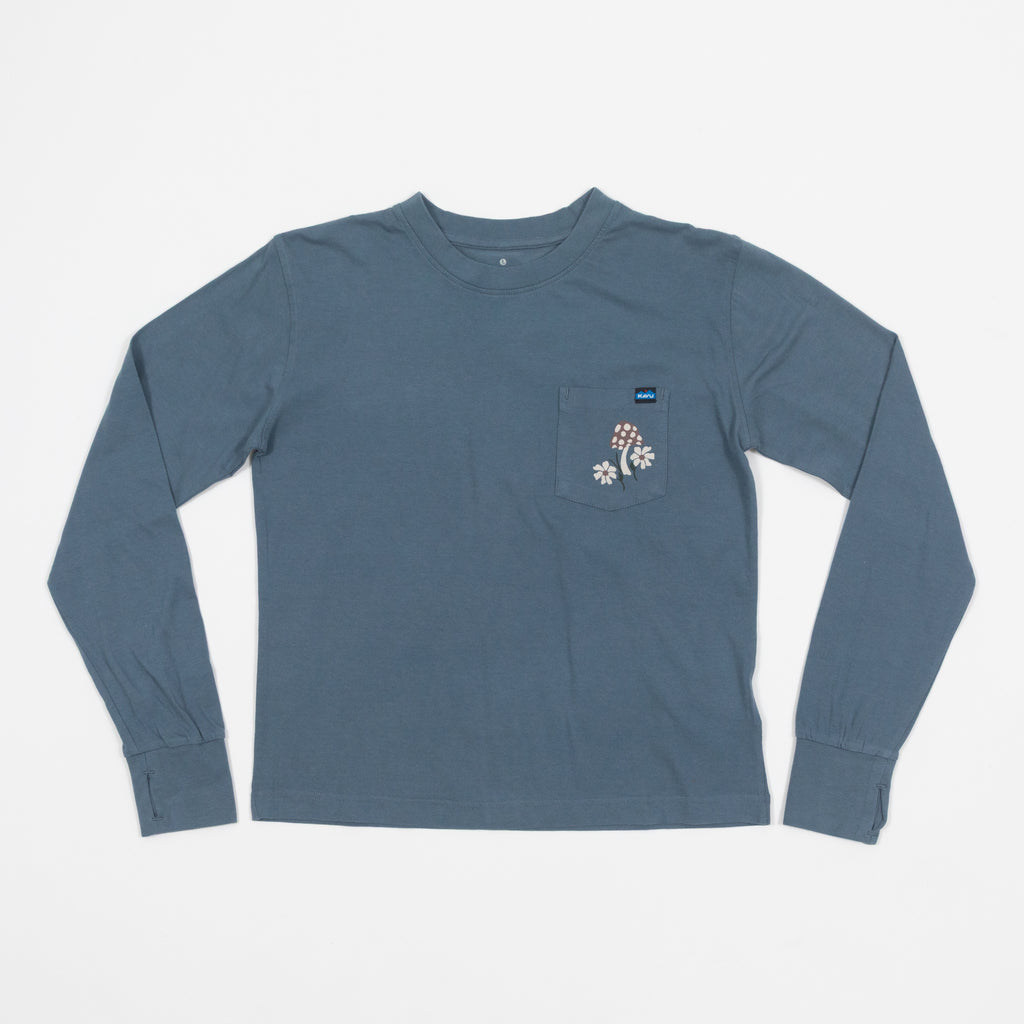 Womens KAVU Westray Long Sleeve T-Shirt in BLUE