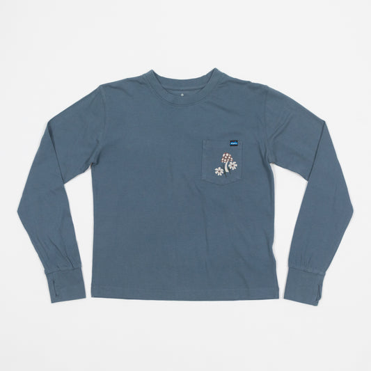 Womens KAVU Westray Long Sleeve T-Shirt in BLUE