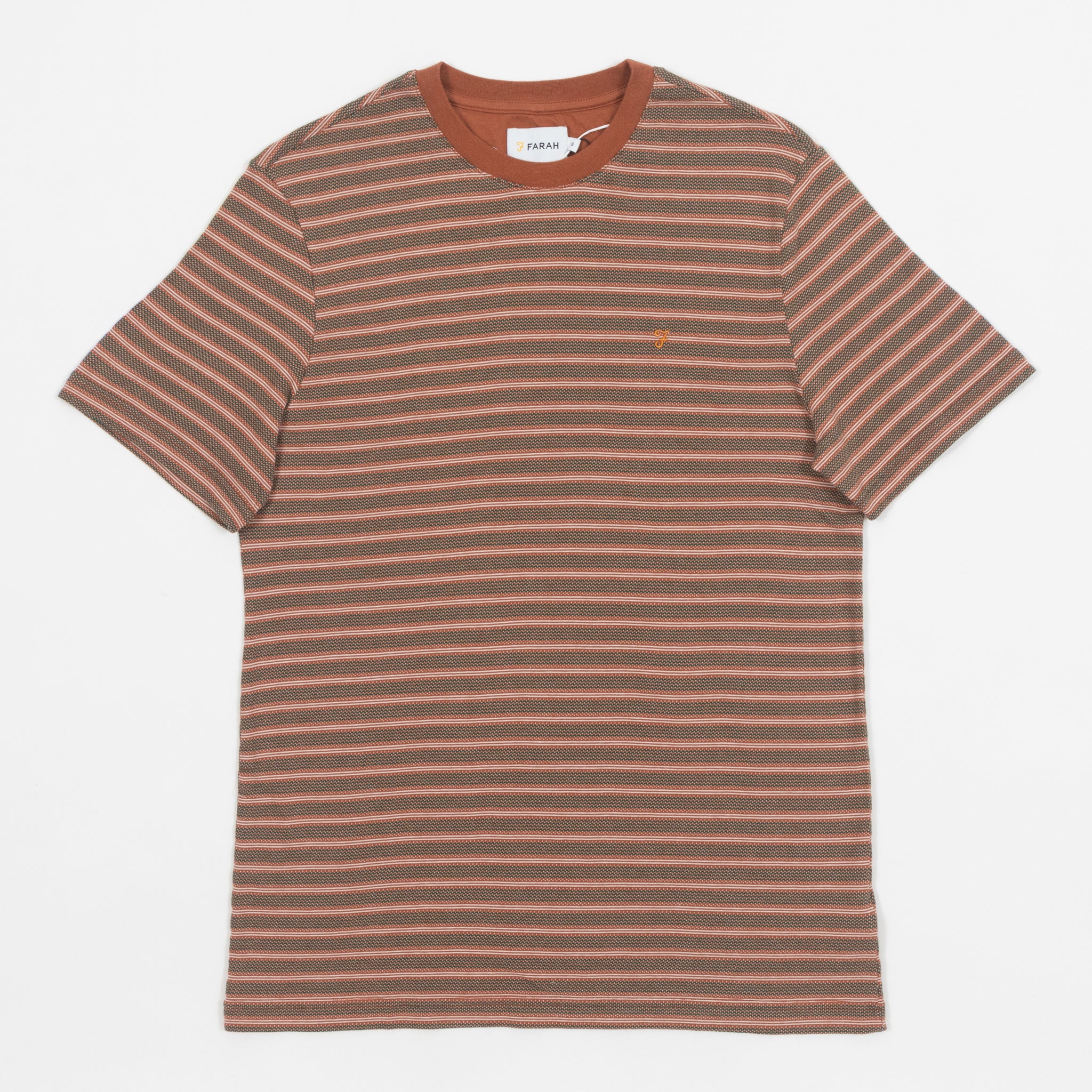 FARAH Wilmot Stripe T-Shirt in BROWN