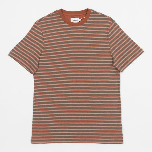 FARAH Wilmot Stripe T-Shirt in BROWN