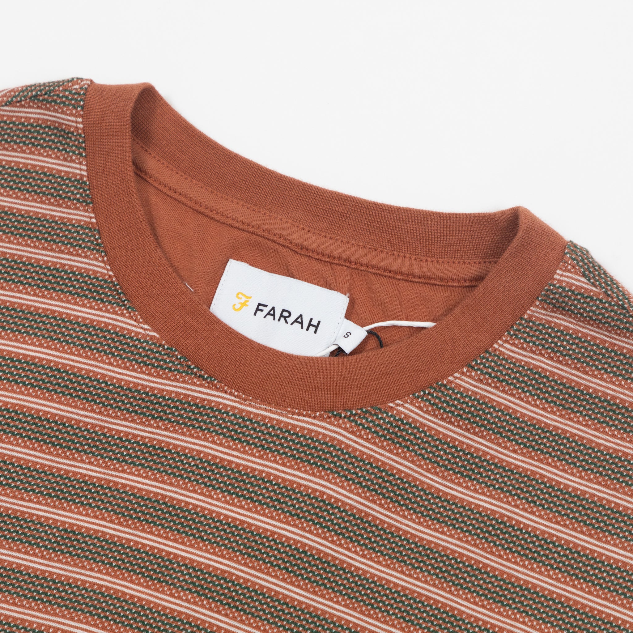 FARAH Wilmot Stripe T-Shirt in BROWN