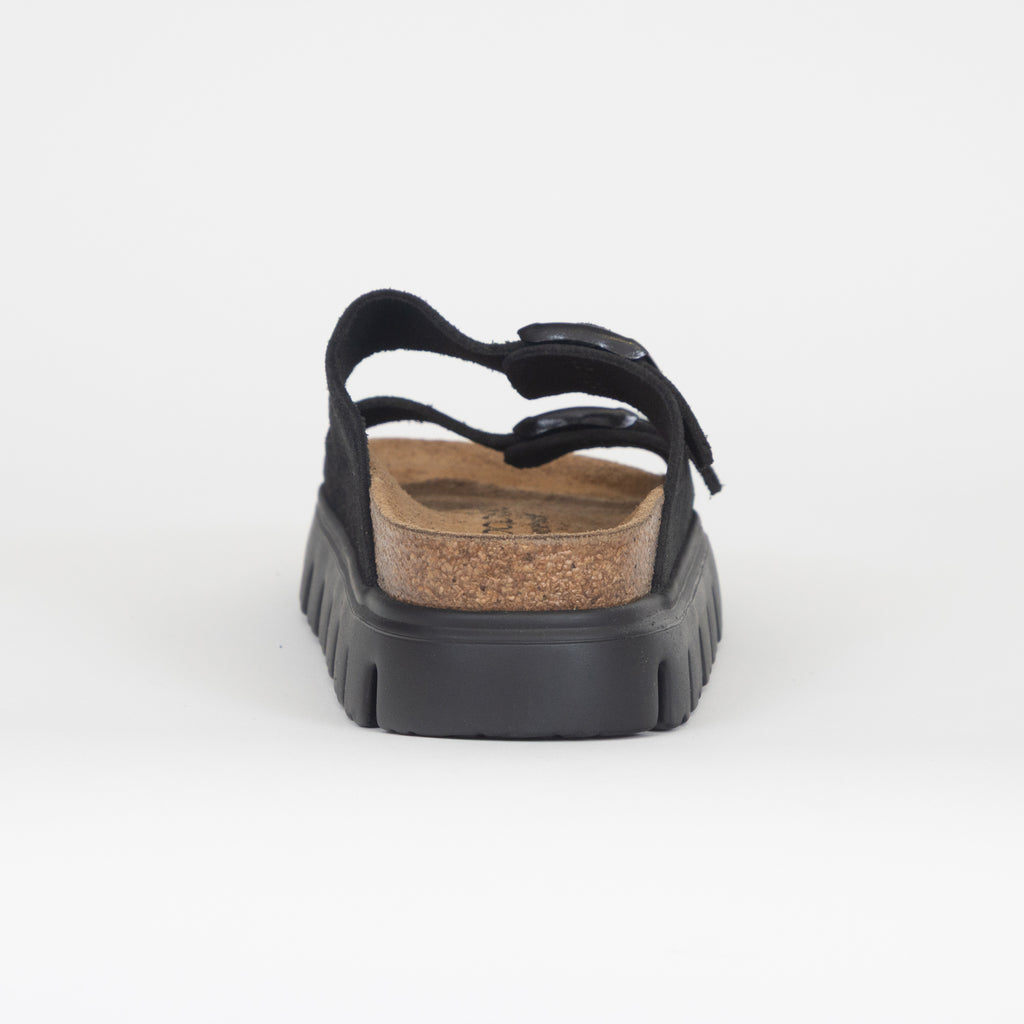 Womens BIRKENSTOCK Arizona Chunky Suede Leather Sandles in BLACK