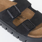 Womens BIRKENSTOCK Arizona Chunky Suede Leather Sandles in BLACK