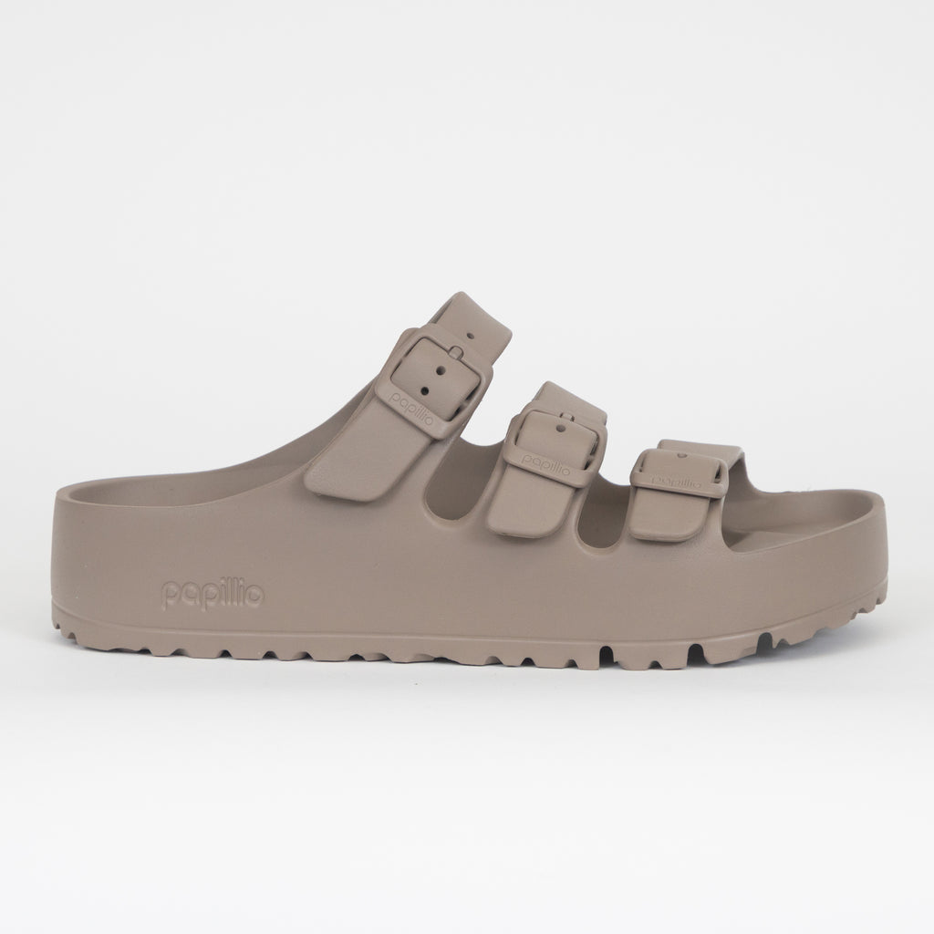 Womens BIRKENSTOCK Florida Triple Strap Flex Platform EVA Sandals in GREY TAUPE