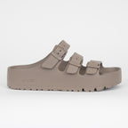 Womens BIRKENSTOCK Florida Triple Strap Flex Platform EVA Sandals in GREY TAUPE