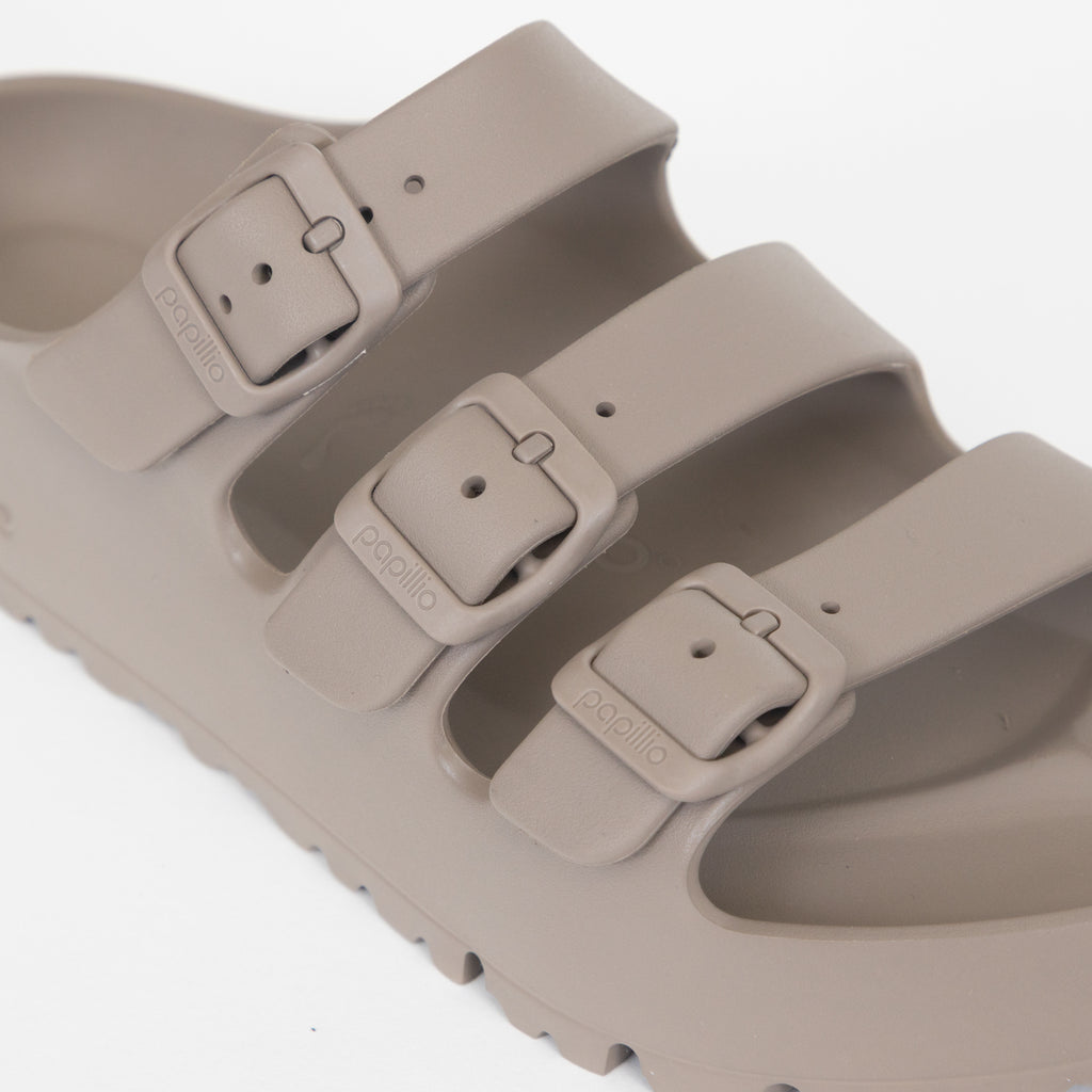 Womens BIRKENSTOCK Florida Triple Strap Flex Platform EVA Sandals in GREY TAUPE