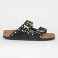 Womens BIRKENSTOCK Rivets Suede Leather Sandals in BLACK