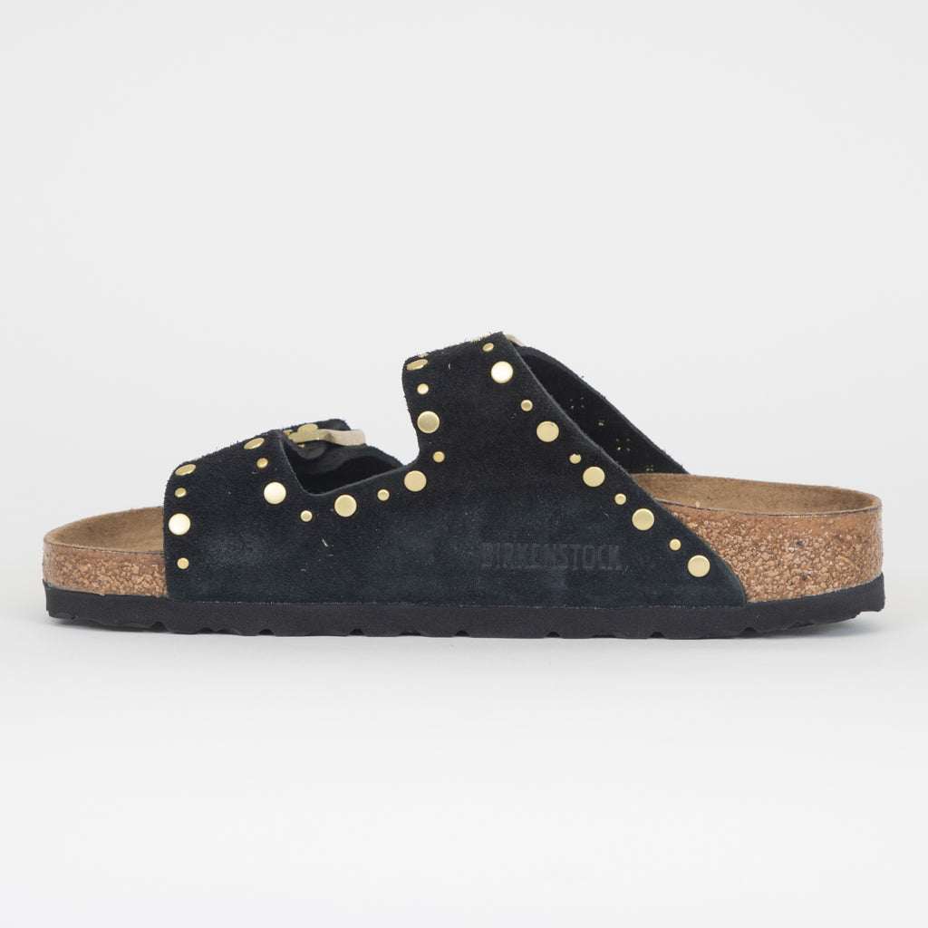 Womens BIRKENSTOCK Rivets Suede Leather Sandals in BLACK