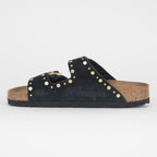 Womens BIRKENSTOCK Rivets Suede Leather Sandals in BLACK