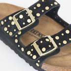 Womens BIRKENSTOCK Rivets Suede Leather Sandals in BLACK
