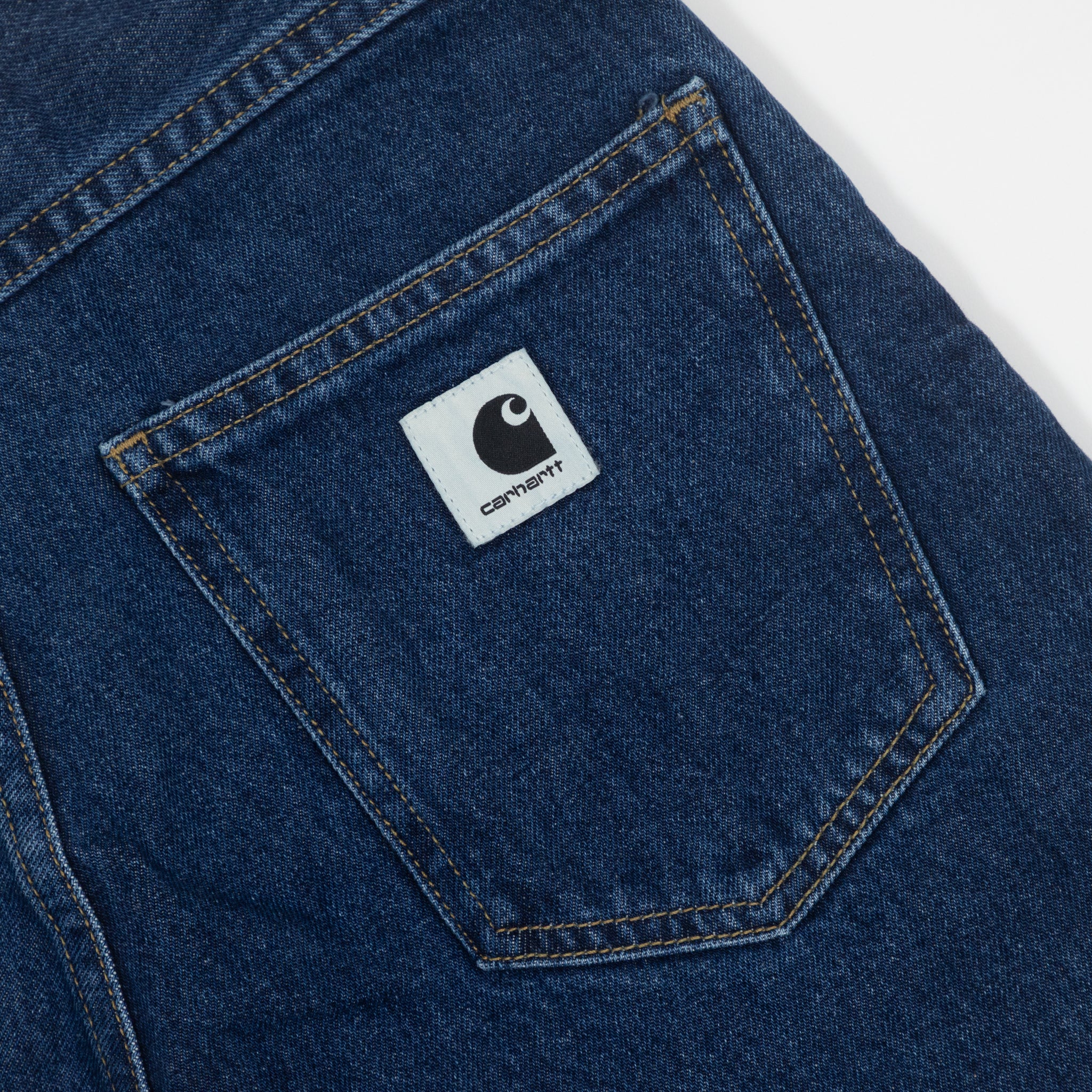 womens-carhartt-wip-brandon-shorts-blue — side profile