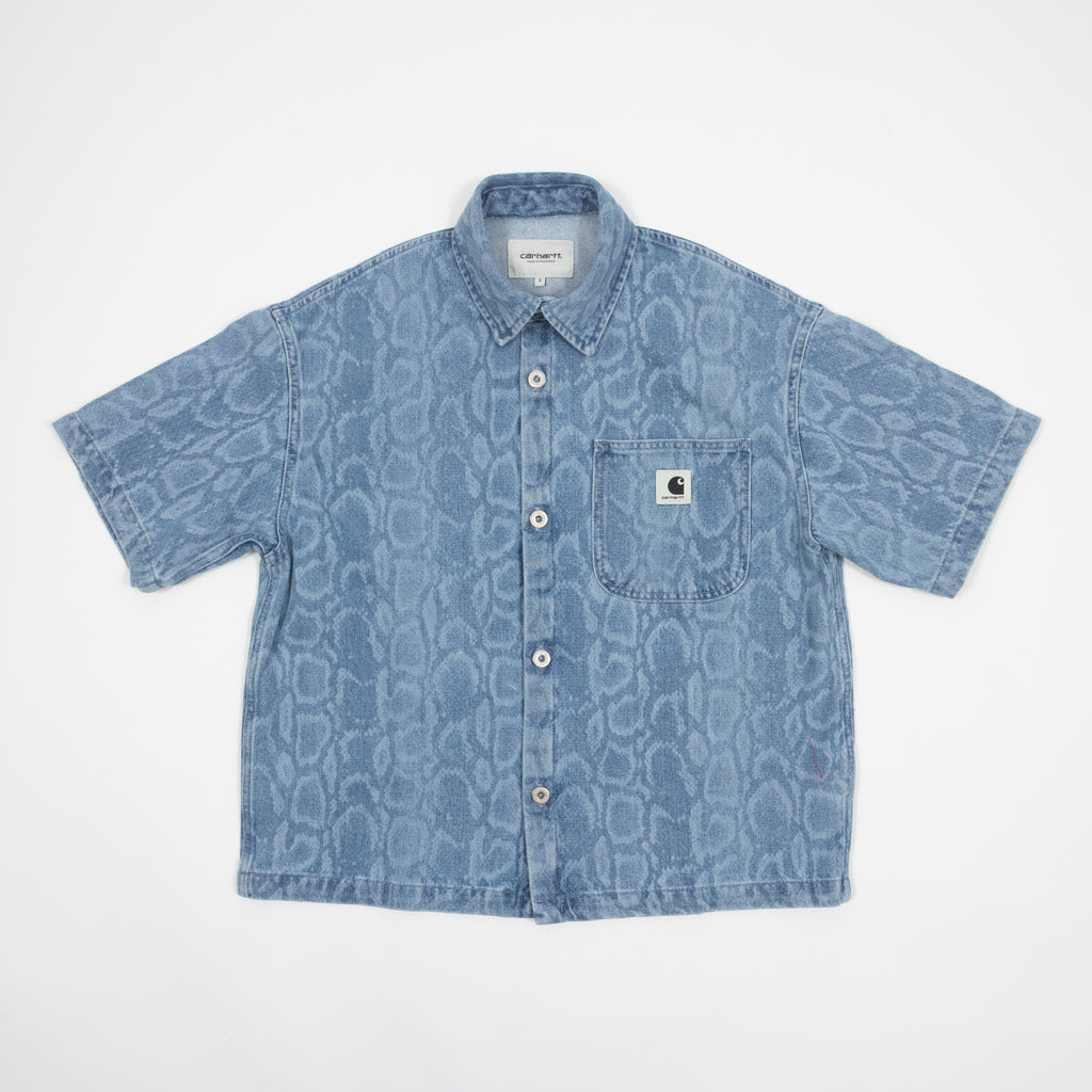 Womens CARHARTT WIP Snake Lovilia Shirt in Bleached Blue — main view