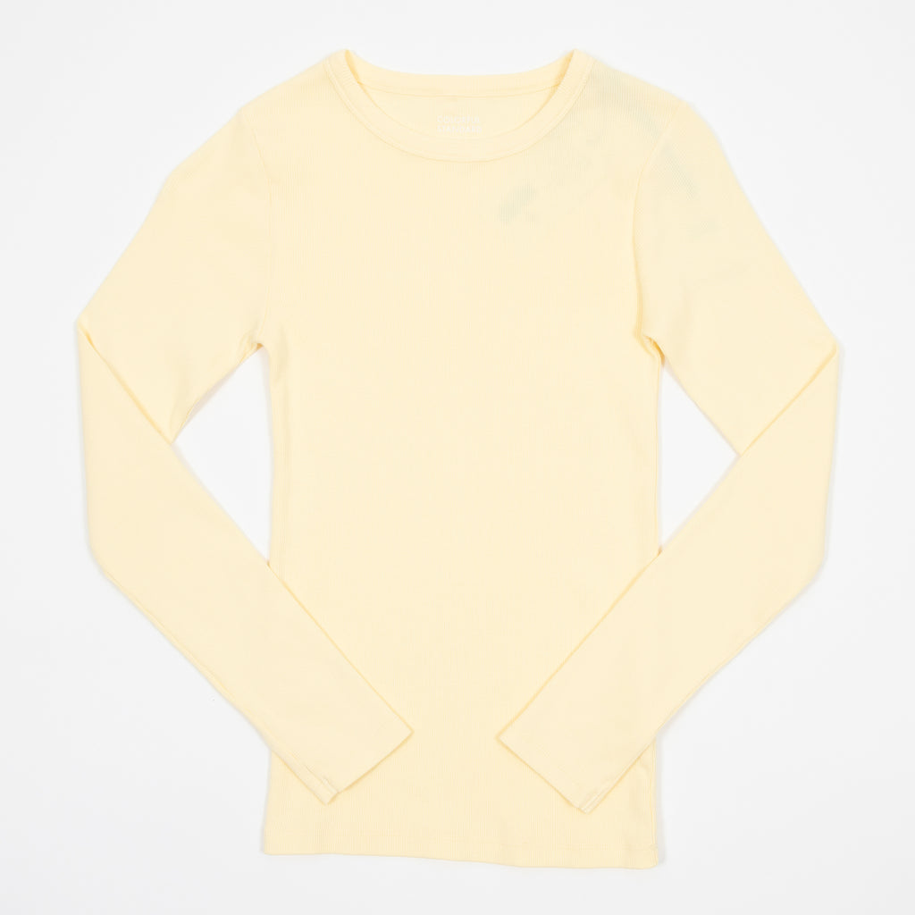 Womens COLORFUL STANDARD Organic Rib Long Sleeve T-Shirt in Soft Yellow