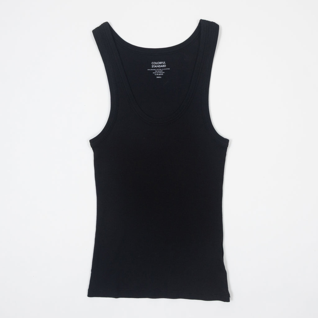 Womens COLORFUL STANDARD Organic Rib Tank Top in Deep Black