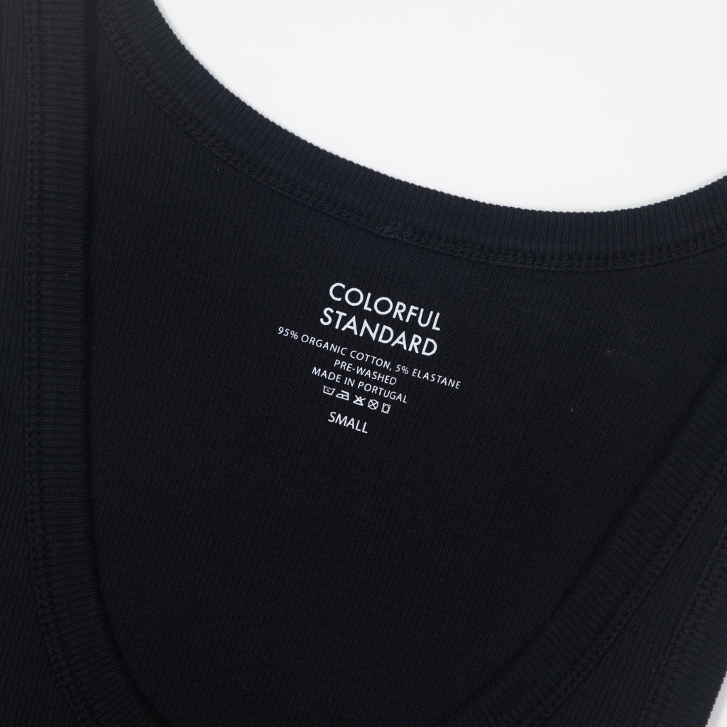 Womens COLORFUL STANDARD Organic Rib Tank Top in Deep Black