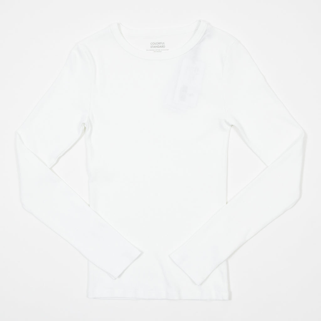 Womens COLORFUL STANDARD Organic Rib Long Sleeve T-Shirt in Optical White