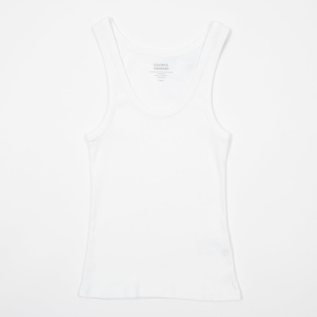 Womens COLORFUL STANDARD Organic Rib Tank Top in Optical White