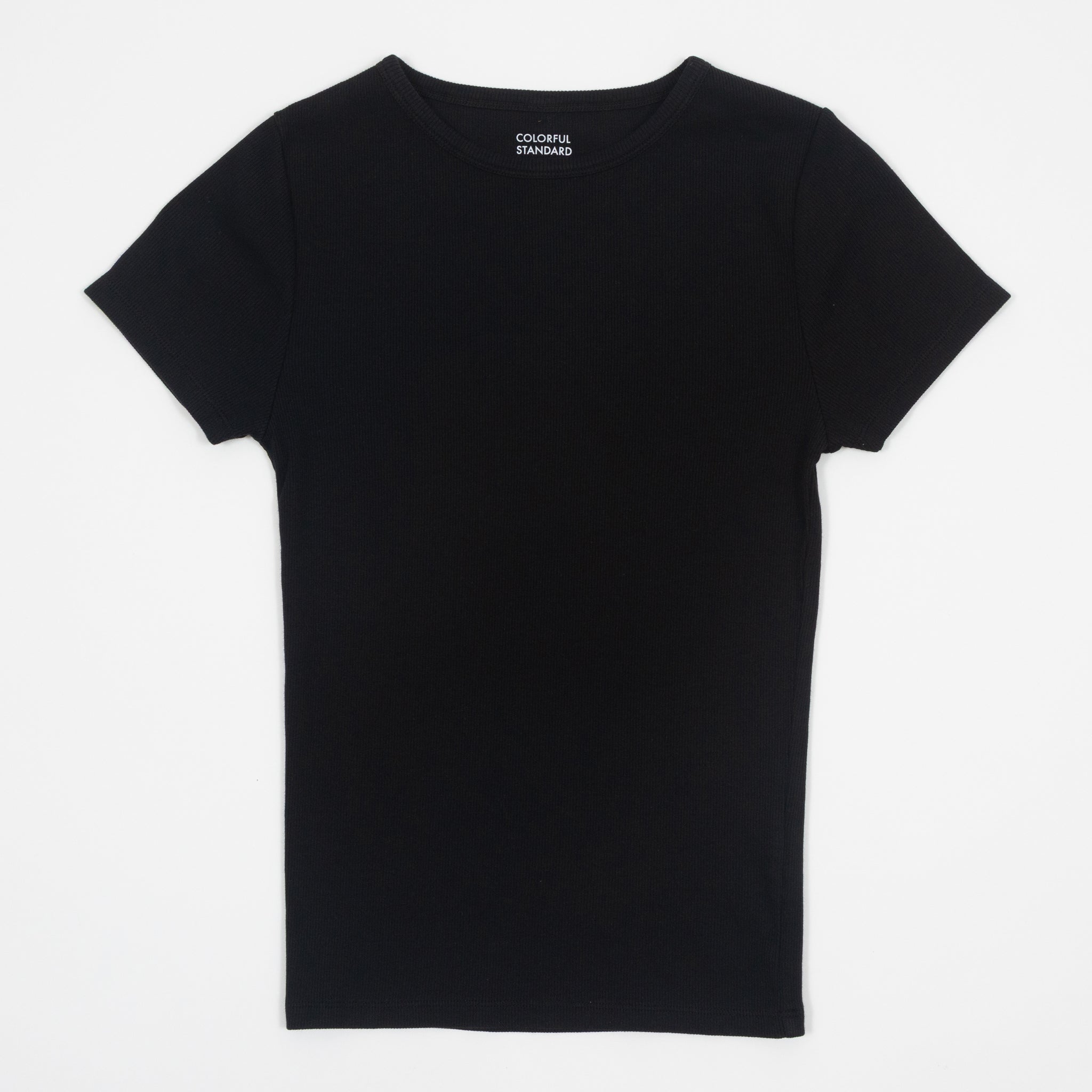 Womens COLORFUL STANDARD Ribbed T-Shirt in DEEP BLACK