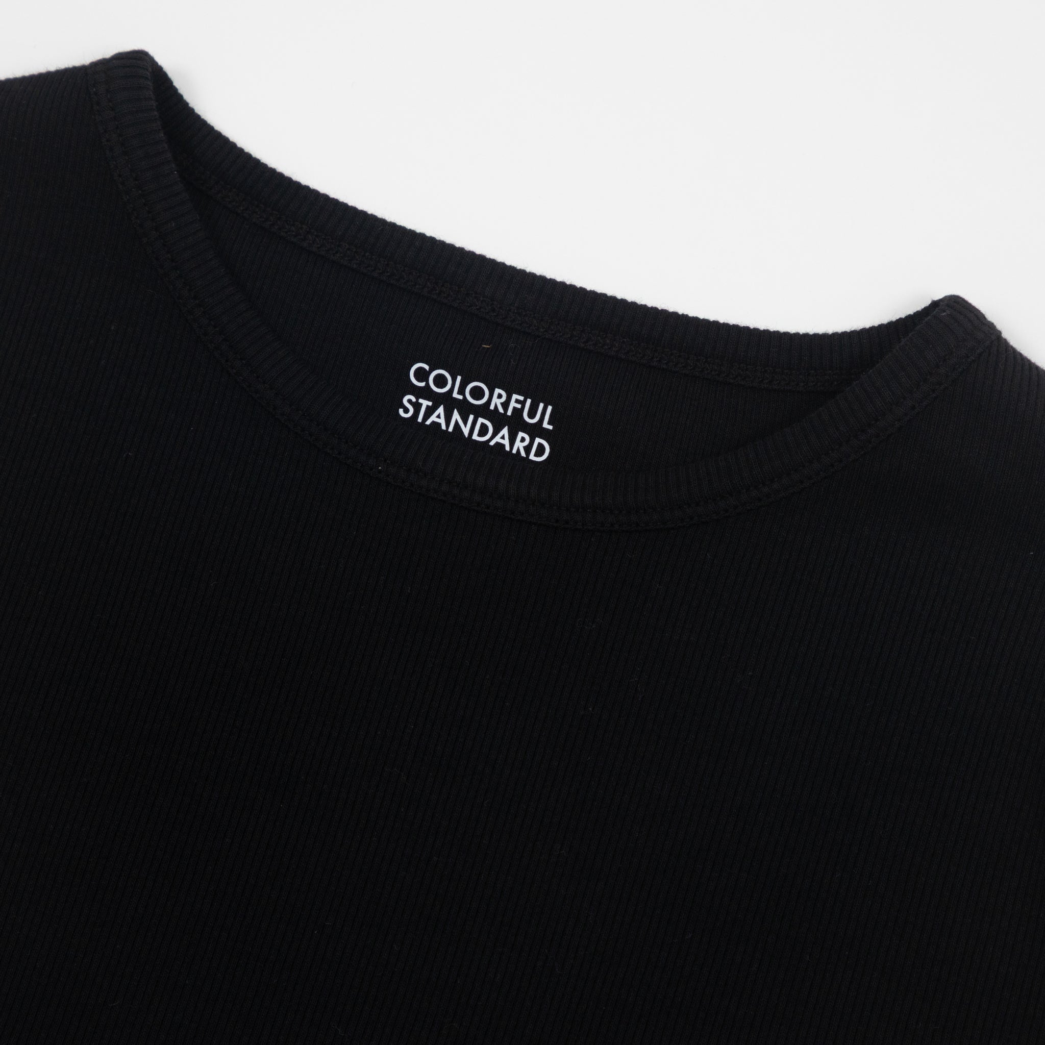 Womens COLORFUL STANDARD Ribbed T-Shirt in DEEP BLACK
