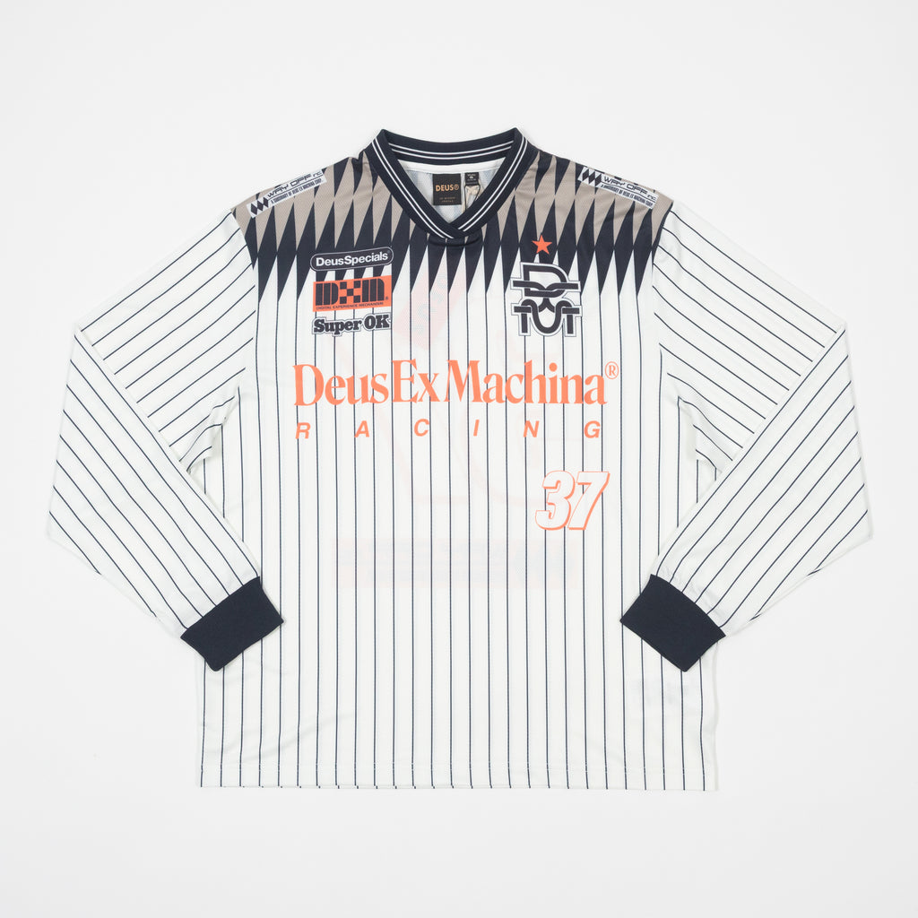 Womens DEUS EX MACHINA Arrii Moto Jersey in FLAME WHISPER WHITE