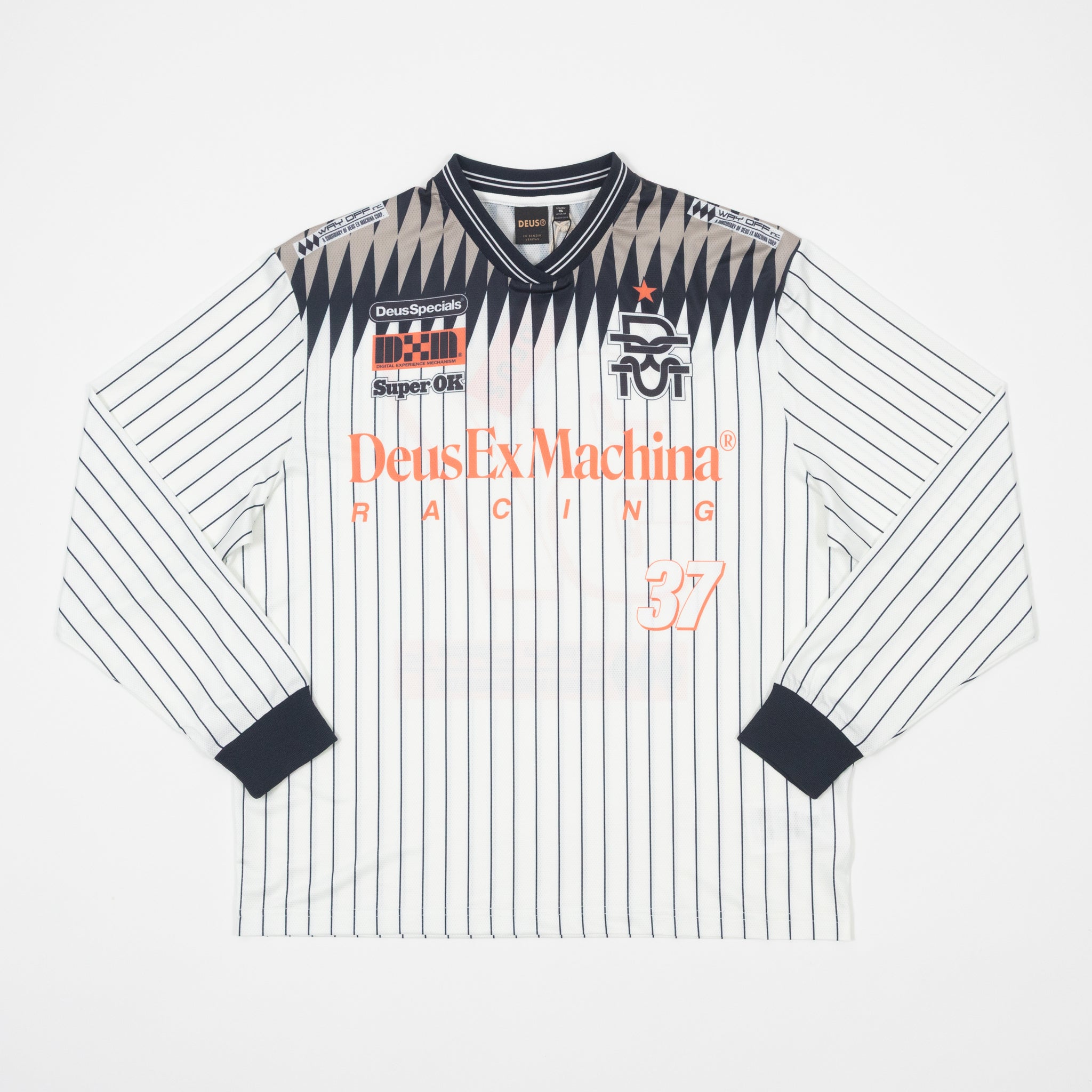 Womens DEUS EX MACHINA Arrii Moto Jersey in FLAME WHISPER WHITE