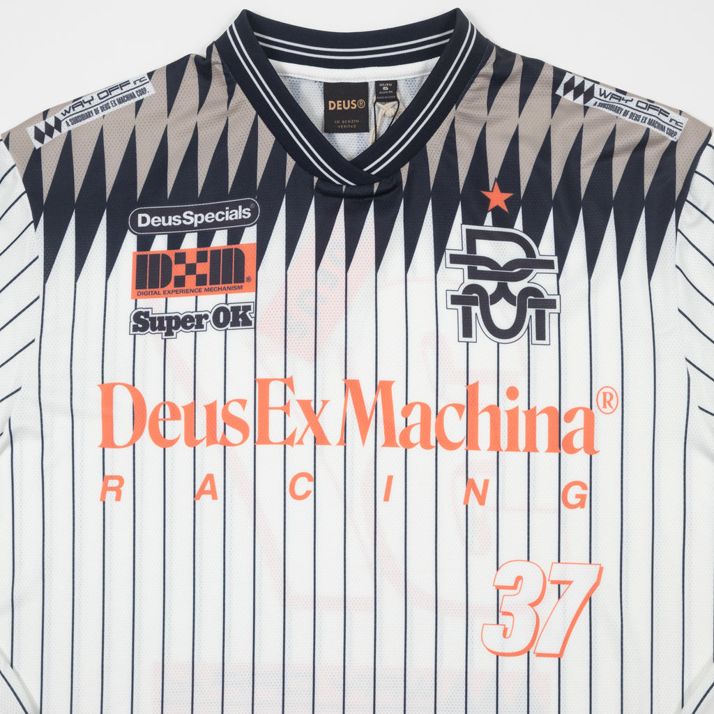 Womens DEUS EX MACHINA Arrii Moto Jersey in FLAME WHISPER WHITE