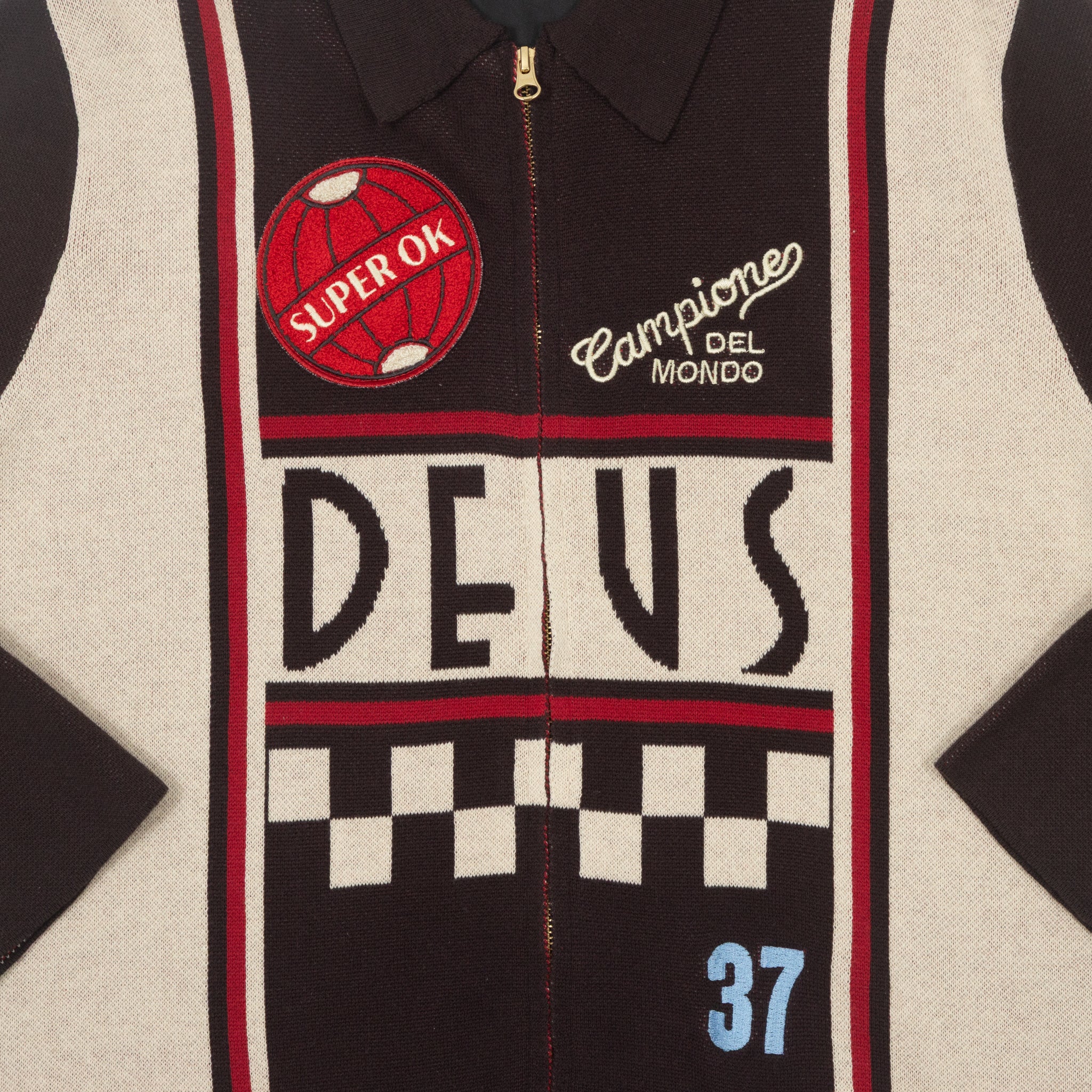 DEUS EX MACHINA Monte Carlo Knit Cardigan in JAVA BROWN