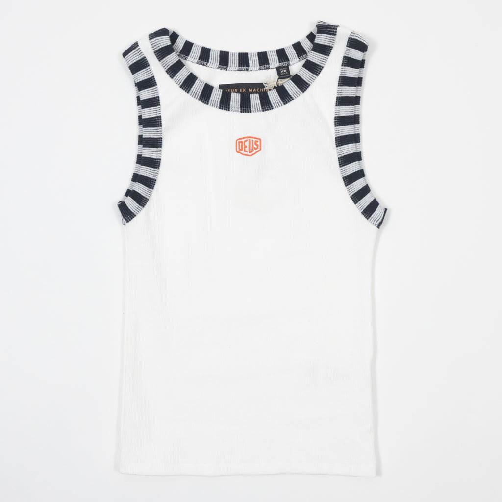 Womens DEUS EX MACHINA Rally Sheild Tank in ANTIQUE WHITE