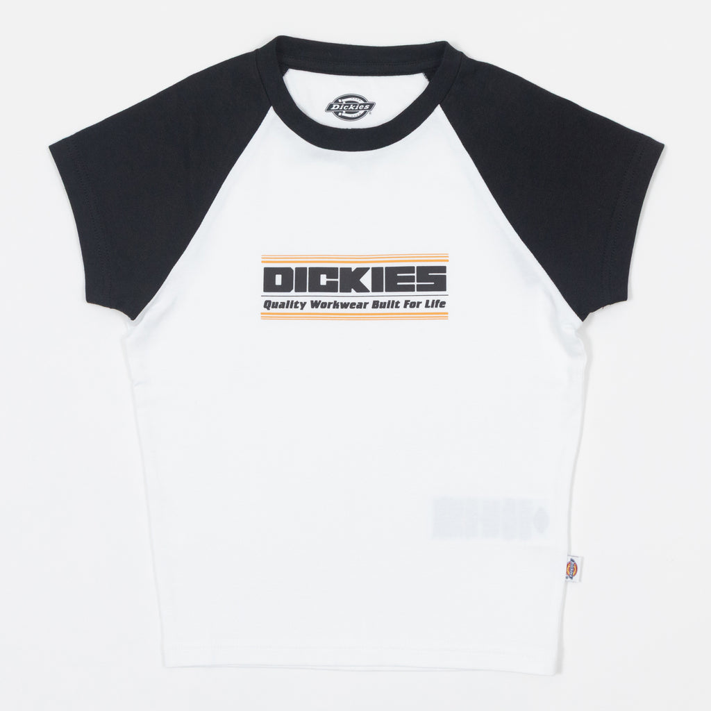 Womens DICKIES Derby Raglan Short Sleeved T-Shirt in OFF WHITE