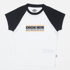 Womens DICKIES Derby Raglan Short Sleeved T-Shirt in OFF WHITE
