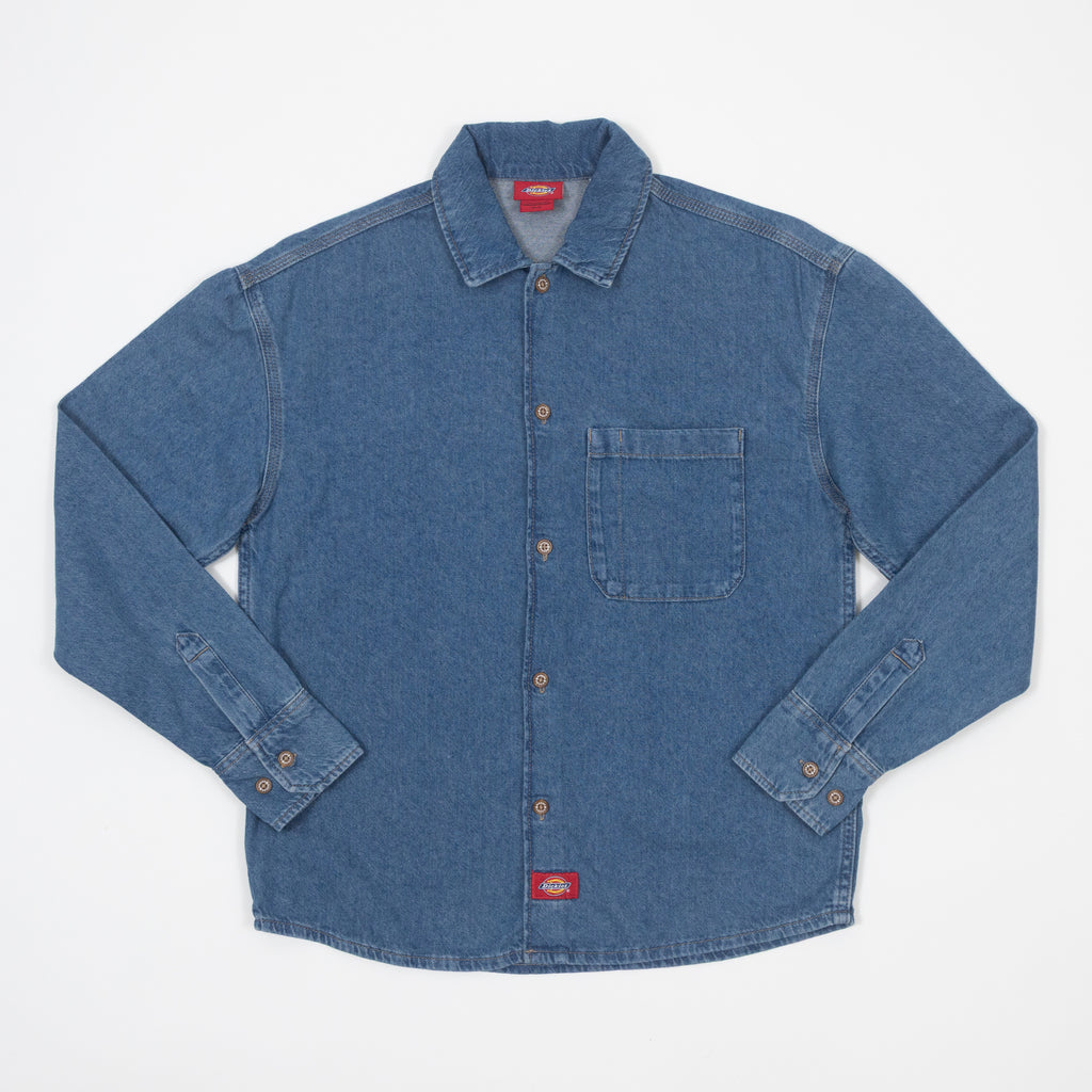 Womens DICKIES Lightweight Long Sleeve Denim Shirt in CLASSIC BLUE