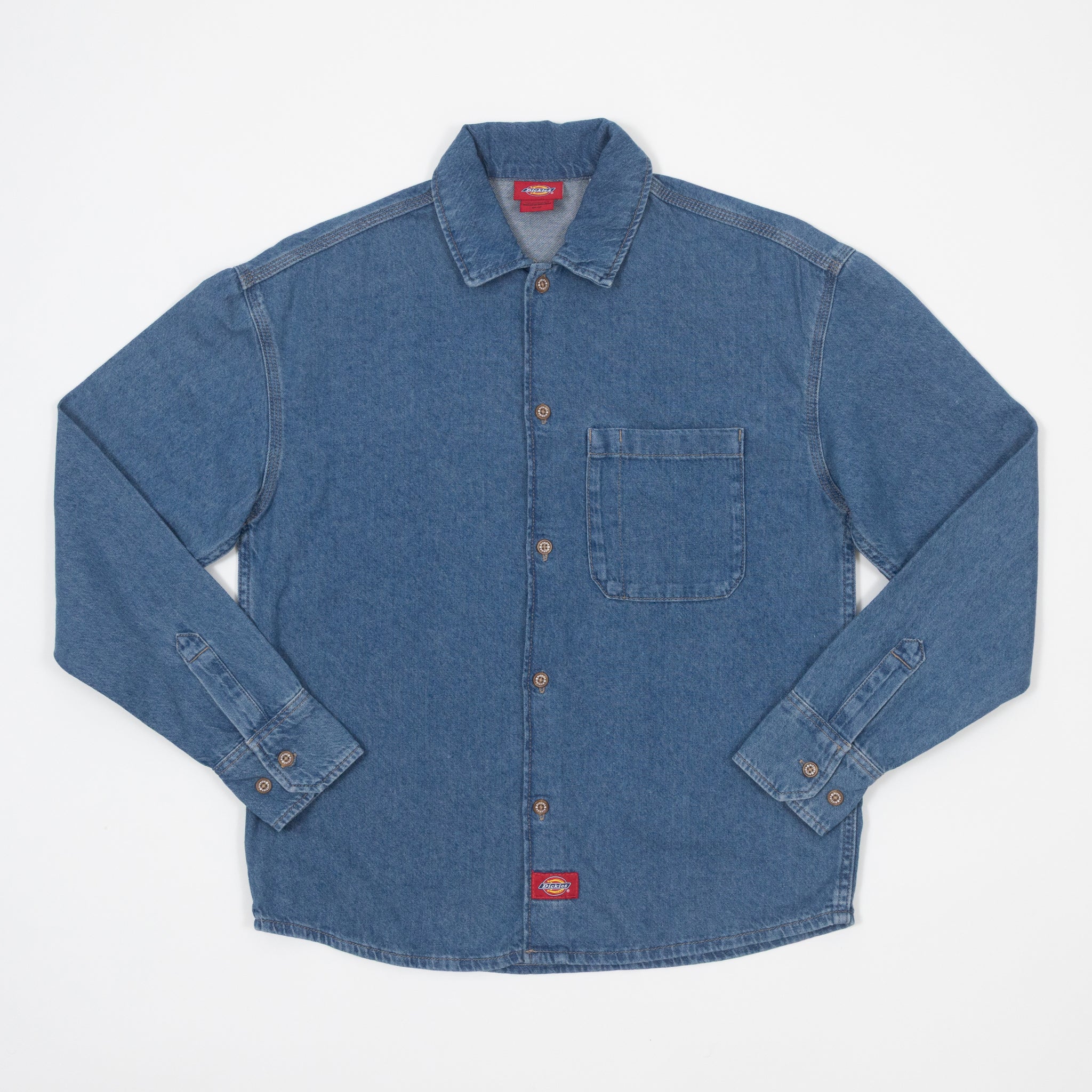 Womens DICKIES Lightweight Long Sleeve Denim Shirt in CLASSIC BLUE