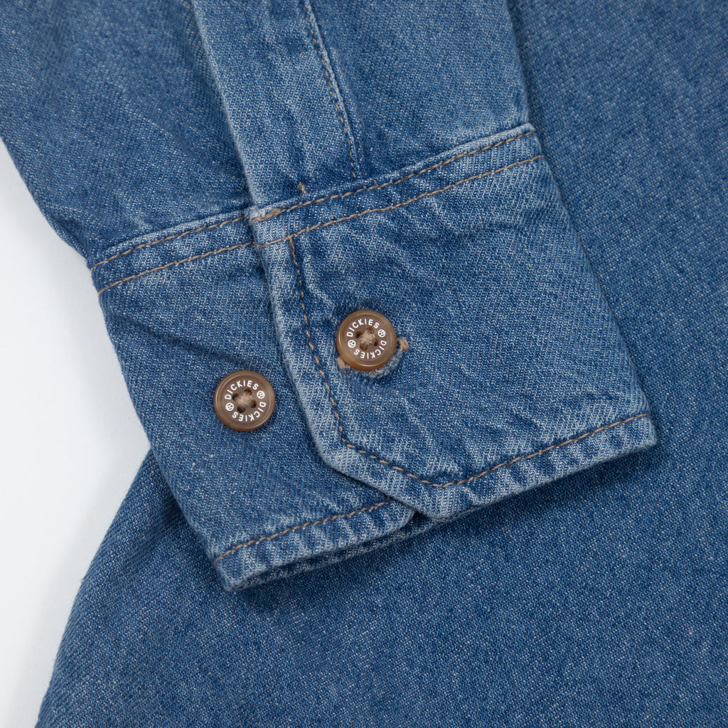 Womens DICKIES Lightweight Long Sleeve Denim Shirt in CLASSIC BLUE
