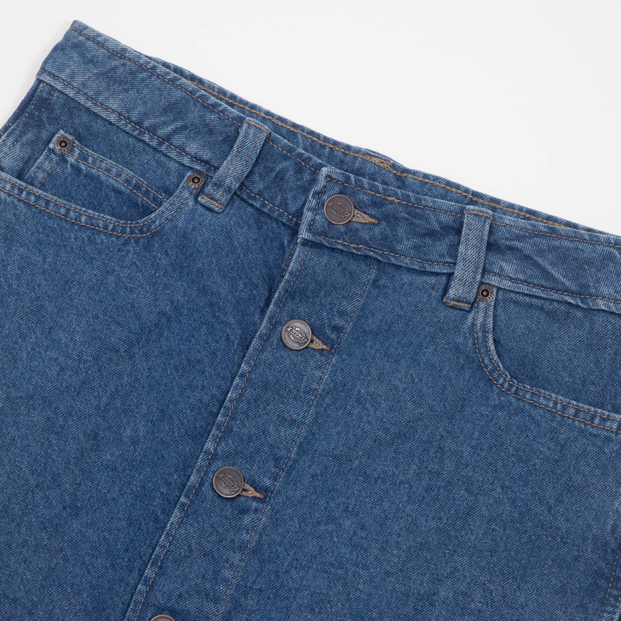 Womens DICKIES Midi Denim Skirt in CLASSIC BLUE