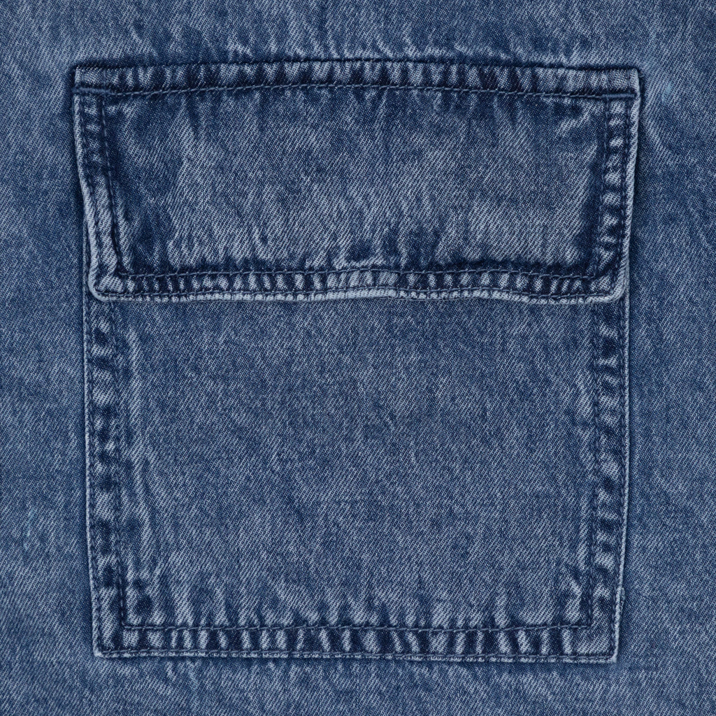 Womens NOISY MAY Enza Cropped Short Sleeve Shirt in BLUE DENIM