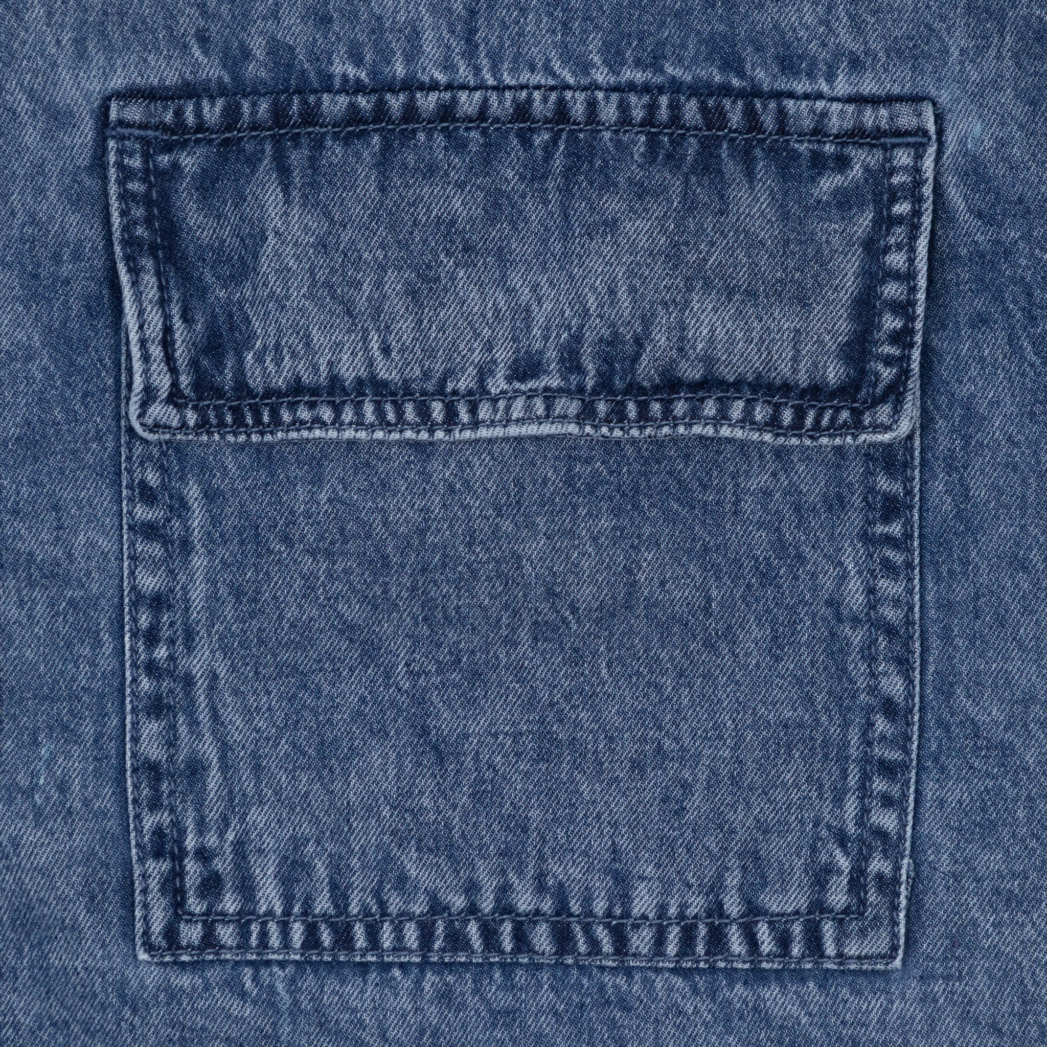 Womens NOISY MAY Enza Cropped Short Sleeve Shirt in BLUE DENIM