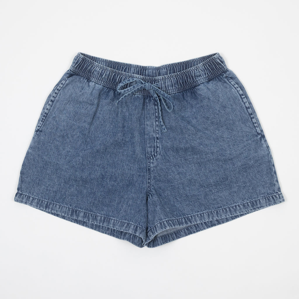 Womens NOISY MAY Enza Elasticated Shorts in BLUE DENIM