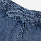 Womens NOISY MAY Enza Elasticated Shorts in BLUE DENIM