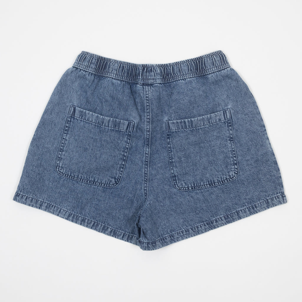 Womens NOISY MAY Enza Elasticated Shorts in BLUE DENIM