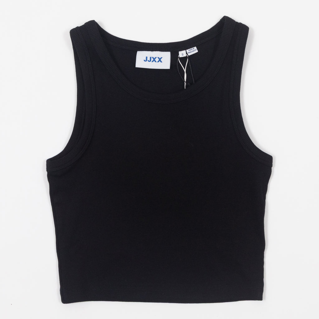Womens JJXX Fallon Ribbed Vest Top in BLACK