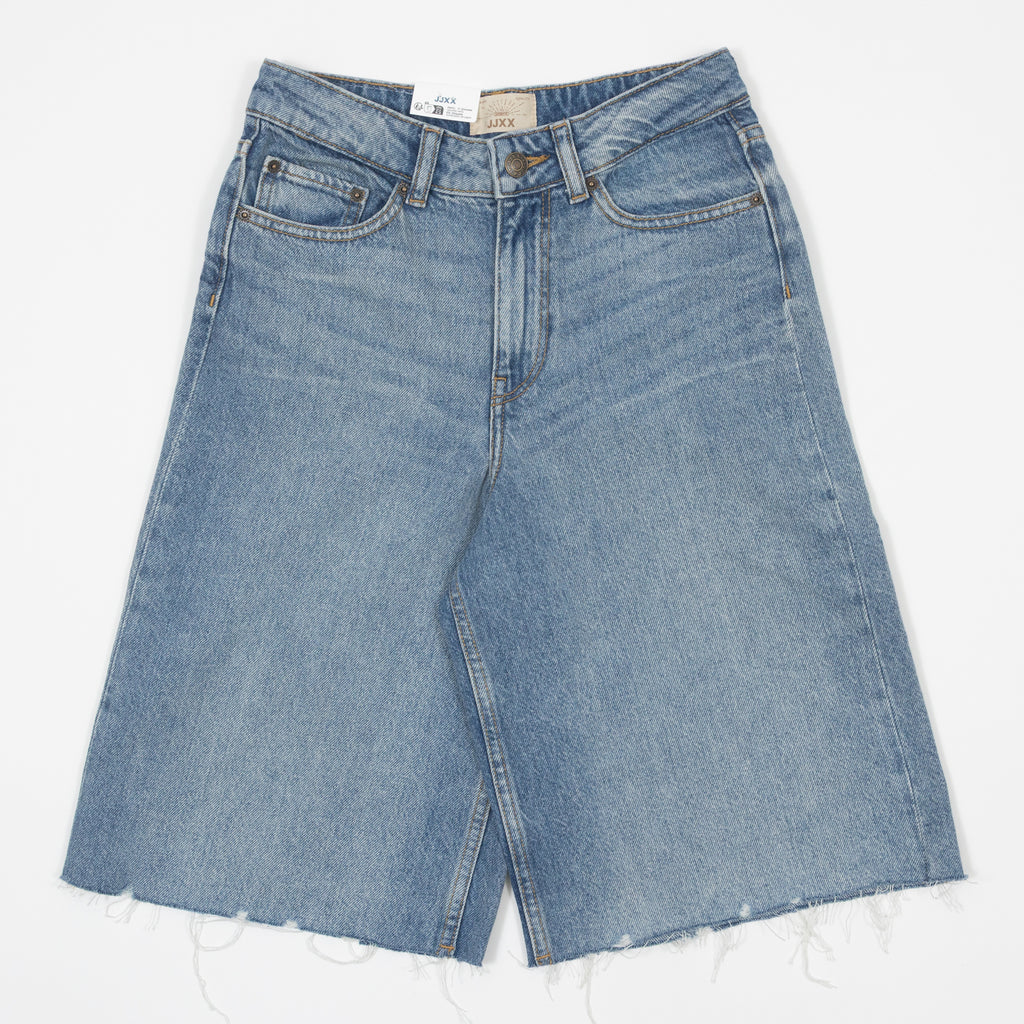 Womens JJXX Tokya Long High Waisted Shorts in BLUE DENIM
