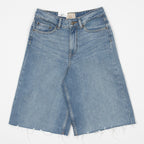 Womens JJXX Tokya Long High Waisted Shorts in BLUE DENIM