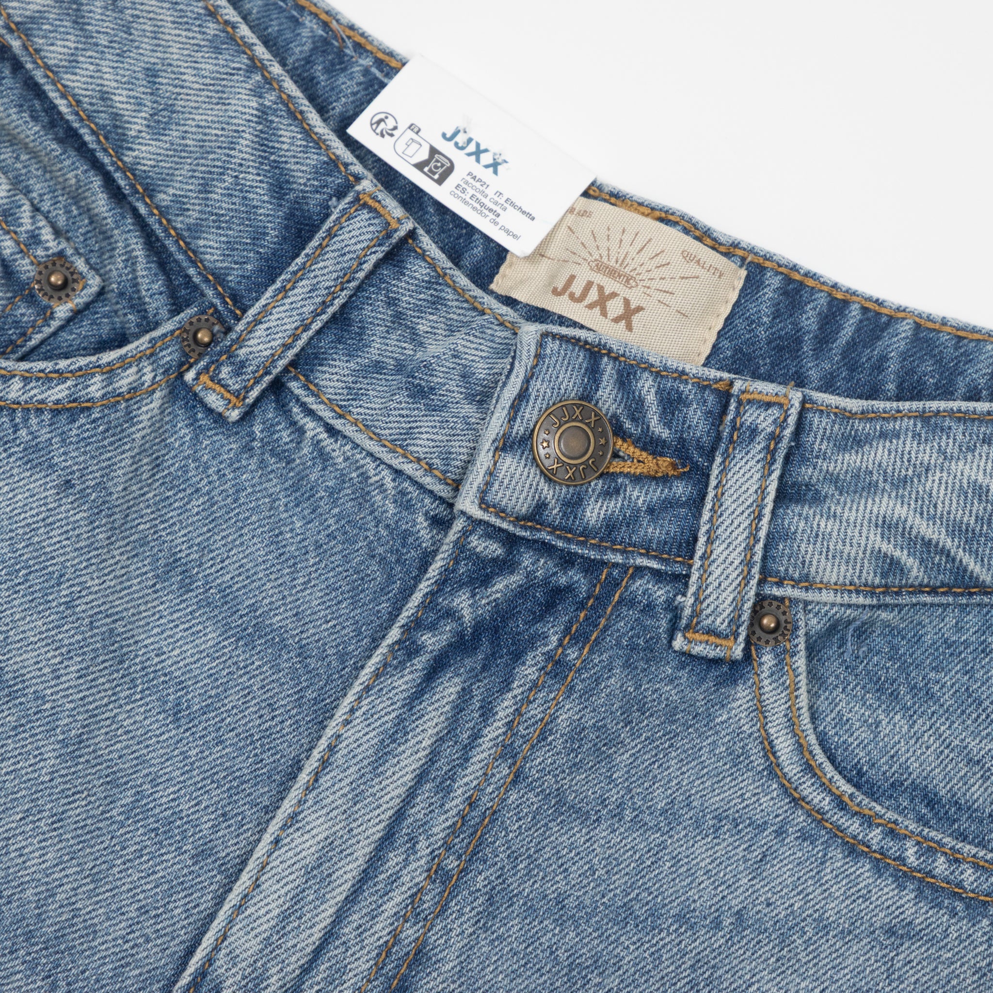 Womens JJXX Tokya Long High Waisted Shorts in BLUE DENIM