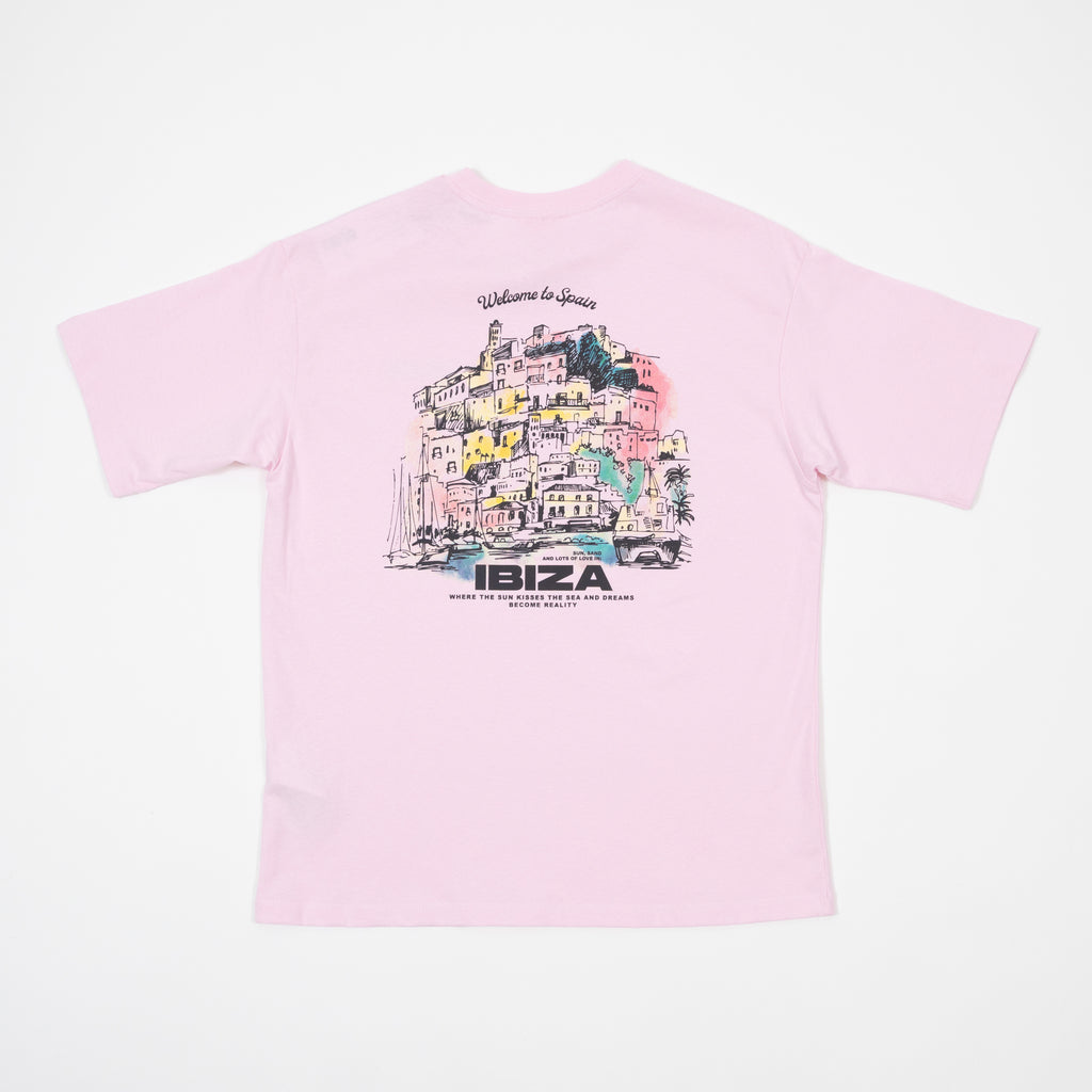 Womens JJXX Welcome to Spain Ibiza T-Shirt in PINK