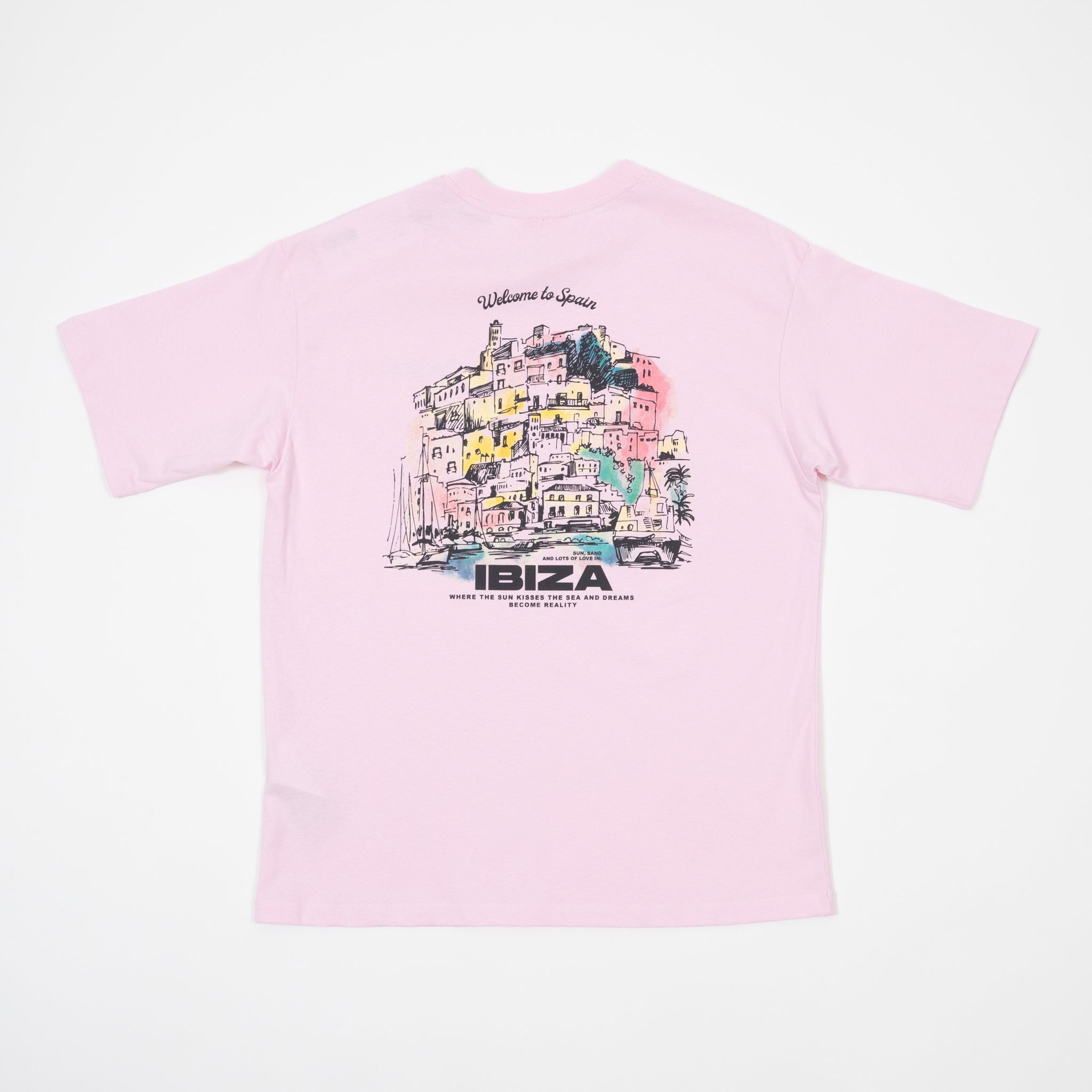 Womens JJXX Welcome to Spain Ibiza T-Shirt in PINK