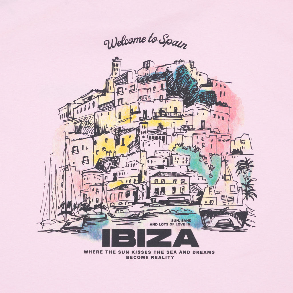 Womens JJXX Welcome to Spain Ibiza T-Shirt in PINK